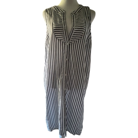 Old Navy Black and White Striped Dress Sz M - Picture 1 of 7